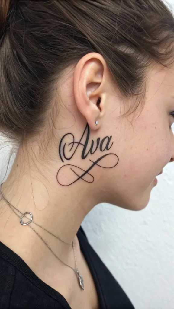 11 Beautiful Cursive Neck Tattoo Ideas to Add a Touch of Elegance 4 11 Beautiful Cursive Neck Tattoo Ideas to Add a Touch of Elegance